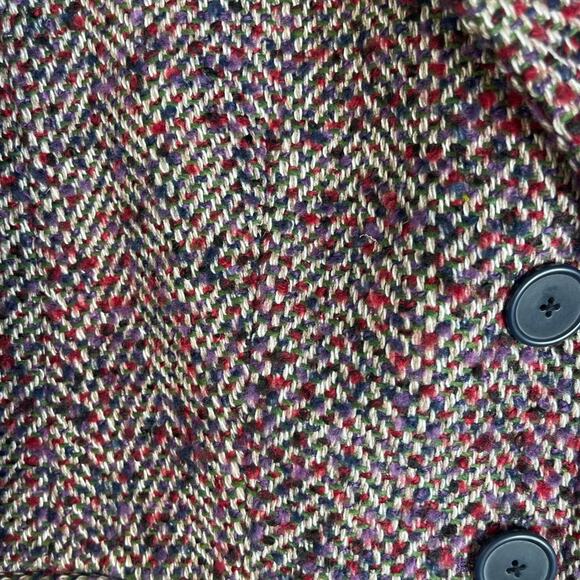 Vintage purple red white wool tweed button preppy office blazer 8 - Picture 4 of 7